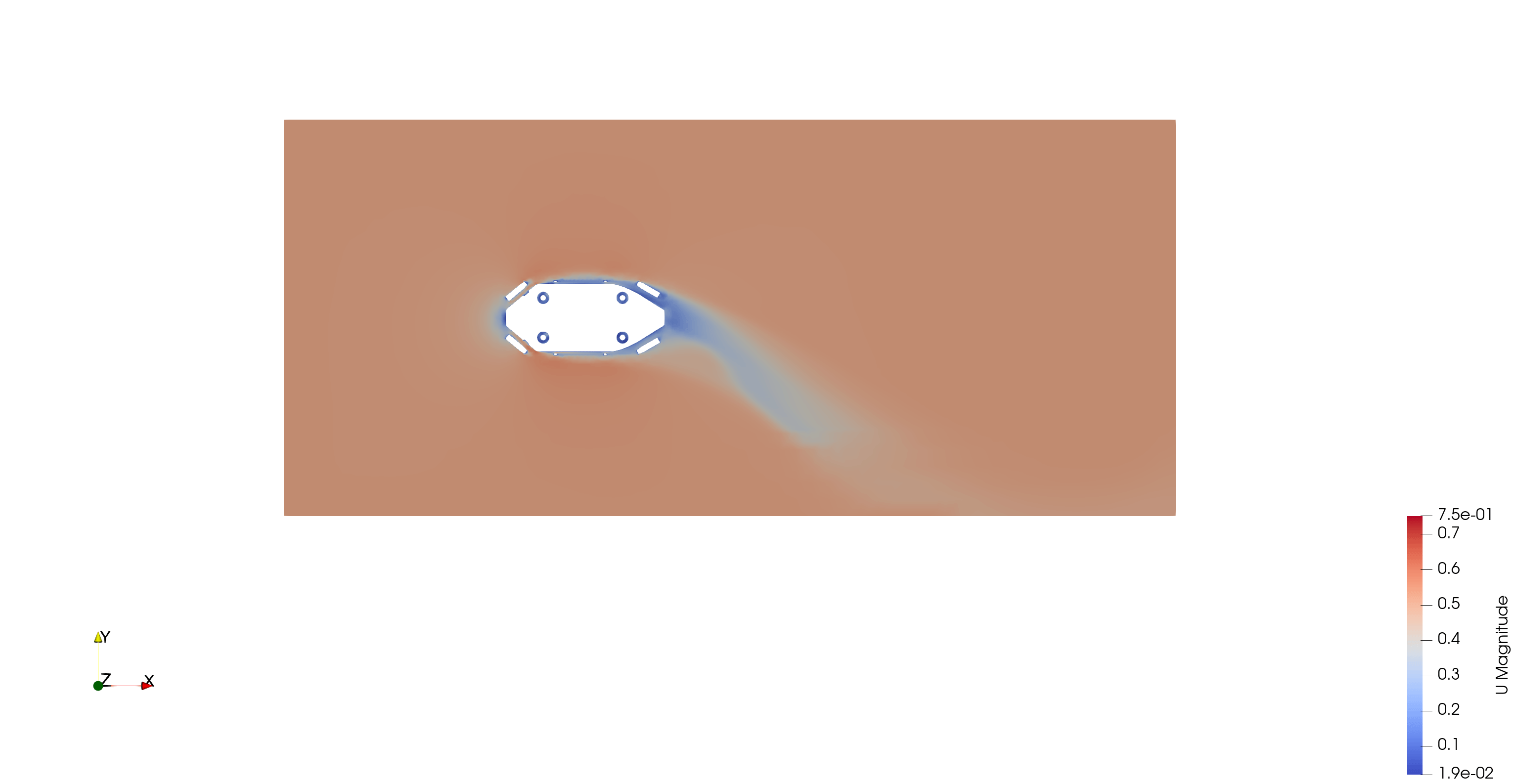 Animated CFD visualization of underwater vehicle